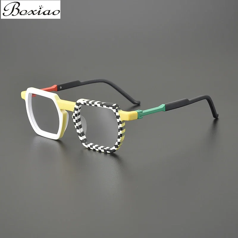 Su Yan Glasses Myopia Men and Women Fashion Color Matching Frame 150mm Big Face HD Anti-blue Light Discoloration Flat Light