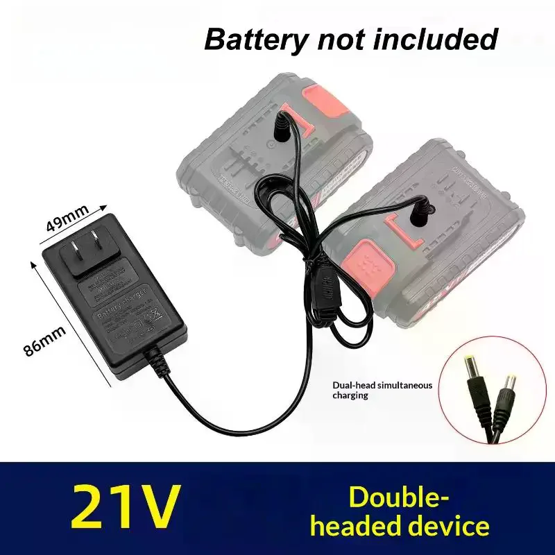 Portable 18/21V/24V Lithium Dual-head Charger Overload Protection Universal Battery Charger Plug-in Charger