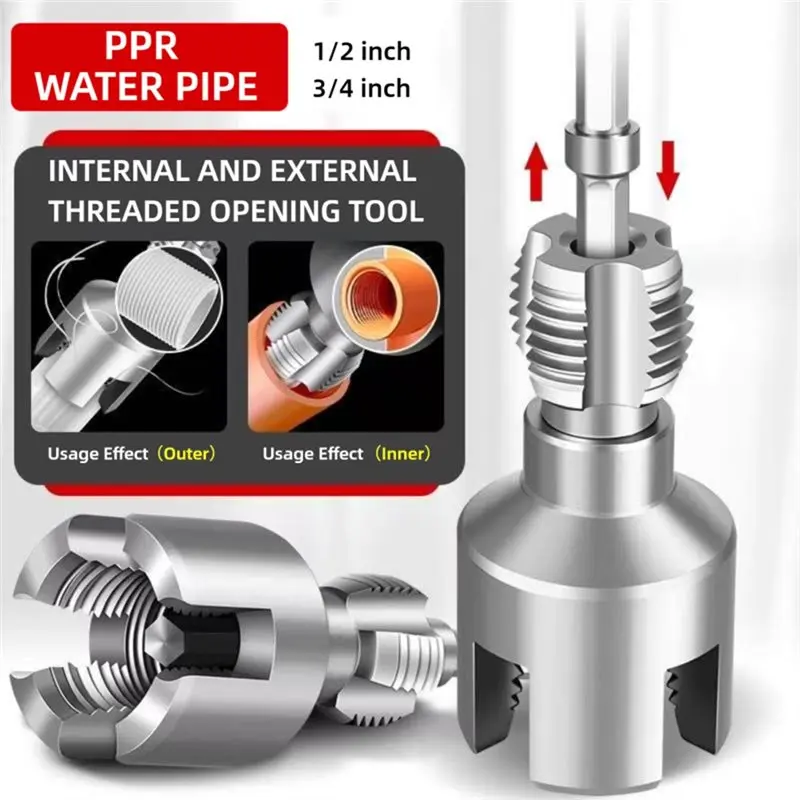 TKOH-PPR Pipe Threader Kit Internal & External Pipe Threading Tool, Carbon Steel Die Set For PPR Pipe Tapping(1/2In+3/4In)