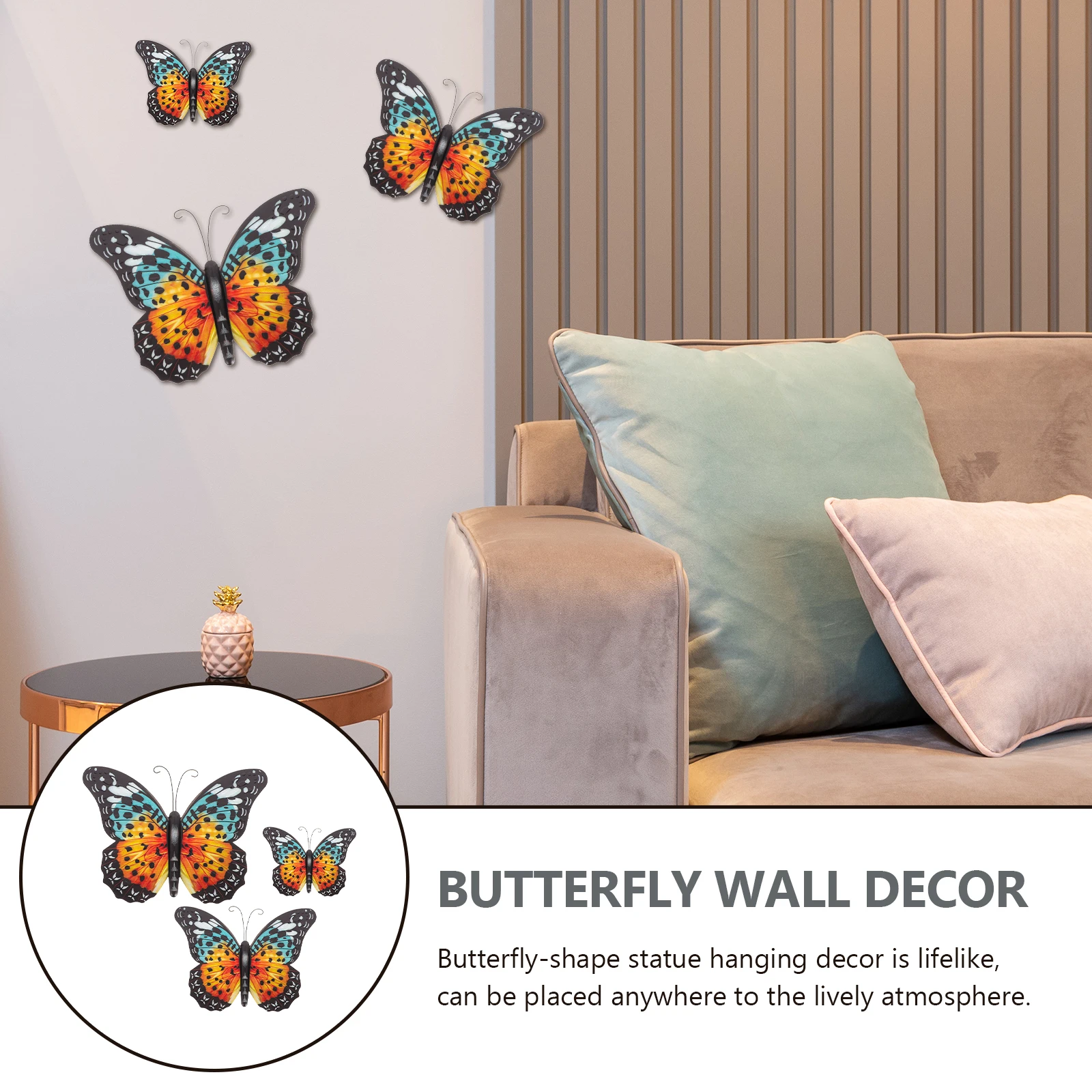 

3 Pcs Art Butterflies Wall Decor Hanging nament Craft Lawn Garden Fence Gate Iron Art Butterflies Statue Home Yard Display