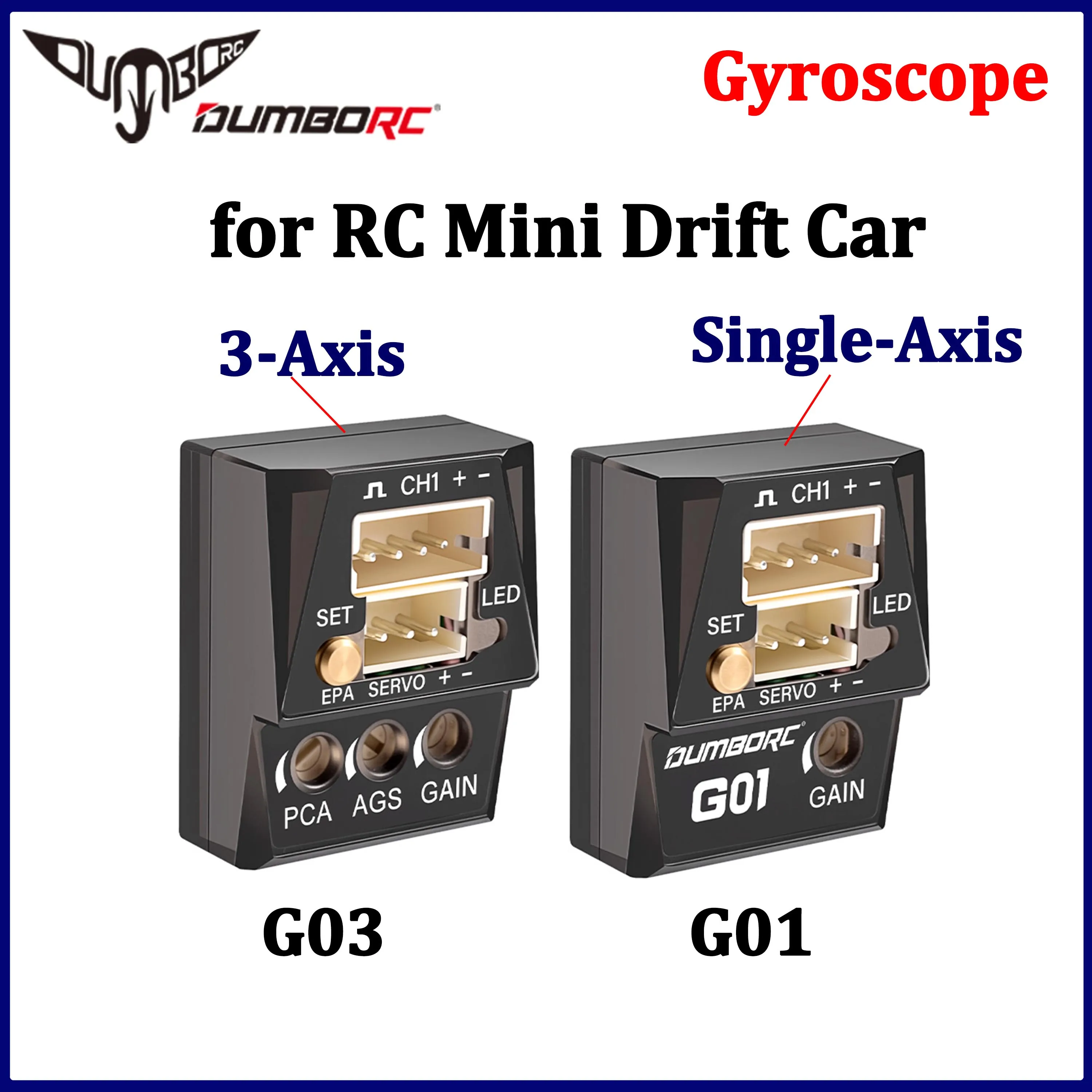 DUMBORC G03 G01 RC Gyroscope Ultra-light High Precision Drift Stabilizer Steering Corrector Gyro for RC Mini Drift Racing Cars
