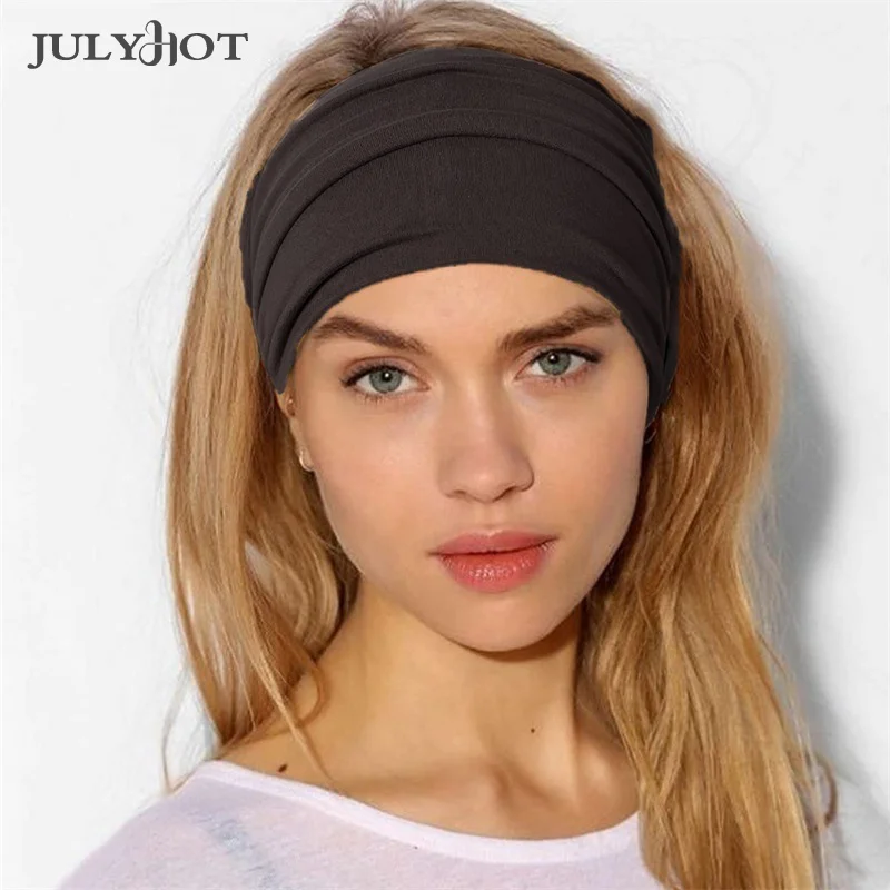 Headband esportes atado monocromático para mulheres, elástico largo borda esportes Headband