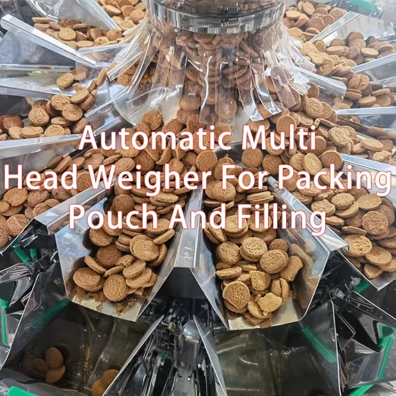 เครื่องบรรจุภัณฑ์แบบถุงก้นตั้งอัตโนมัติ 420 พร้อมเครื่องชั่งหลายหัวสำหรับน้ำตาล/เกลือ 500 กรัม 1 กิโลกรัม