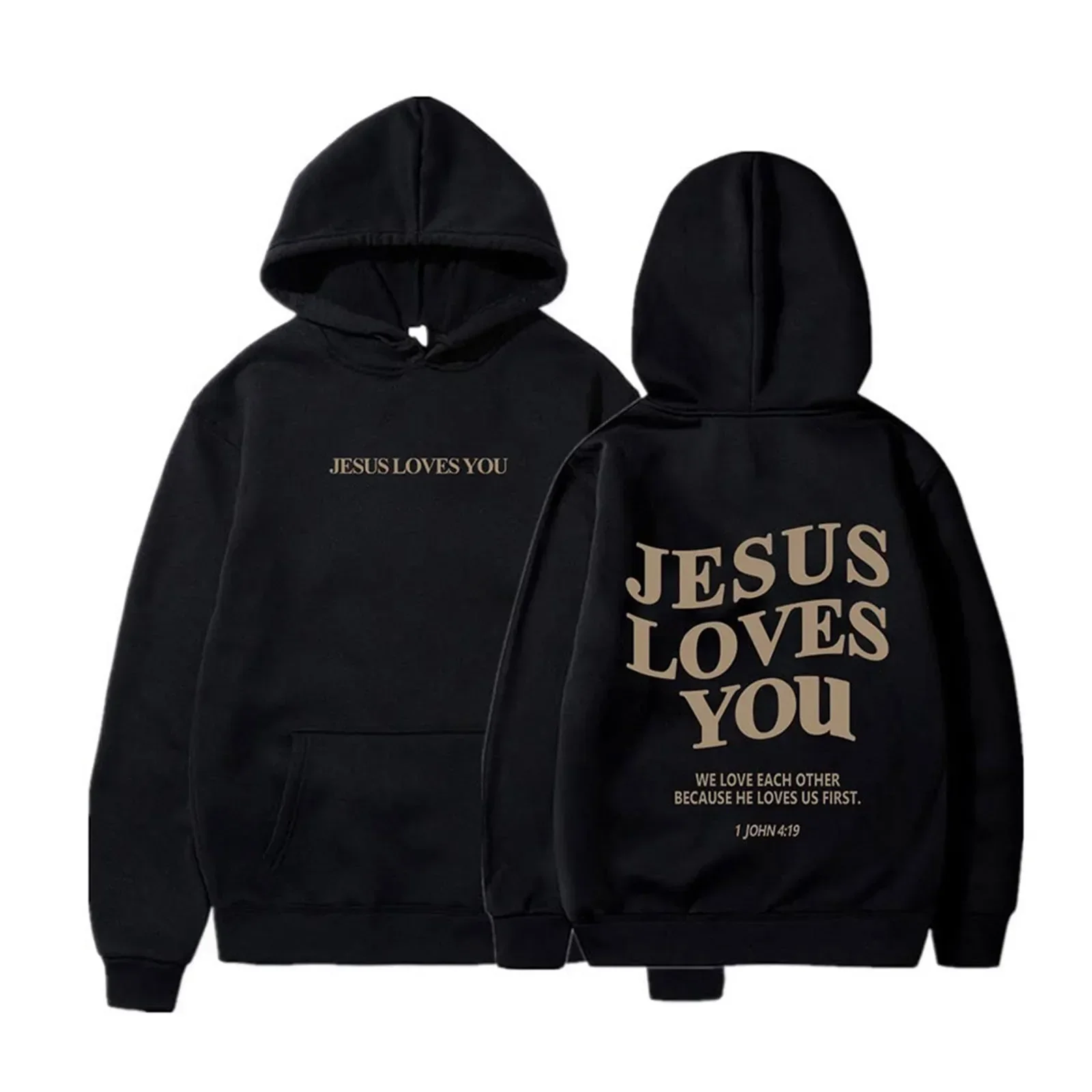 New Autumn/Winter Men's Hooded Sweatshirt Minimalist Text Print Warm Fleece Lining Street-Style American Casual Versatile Fit