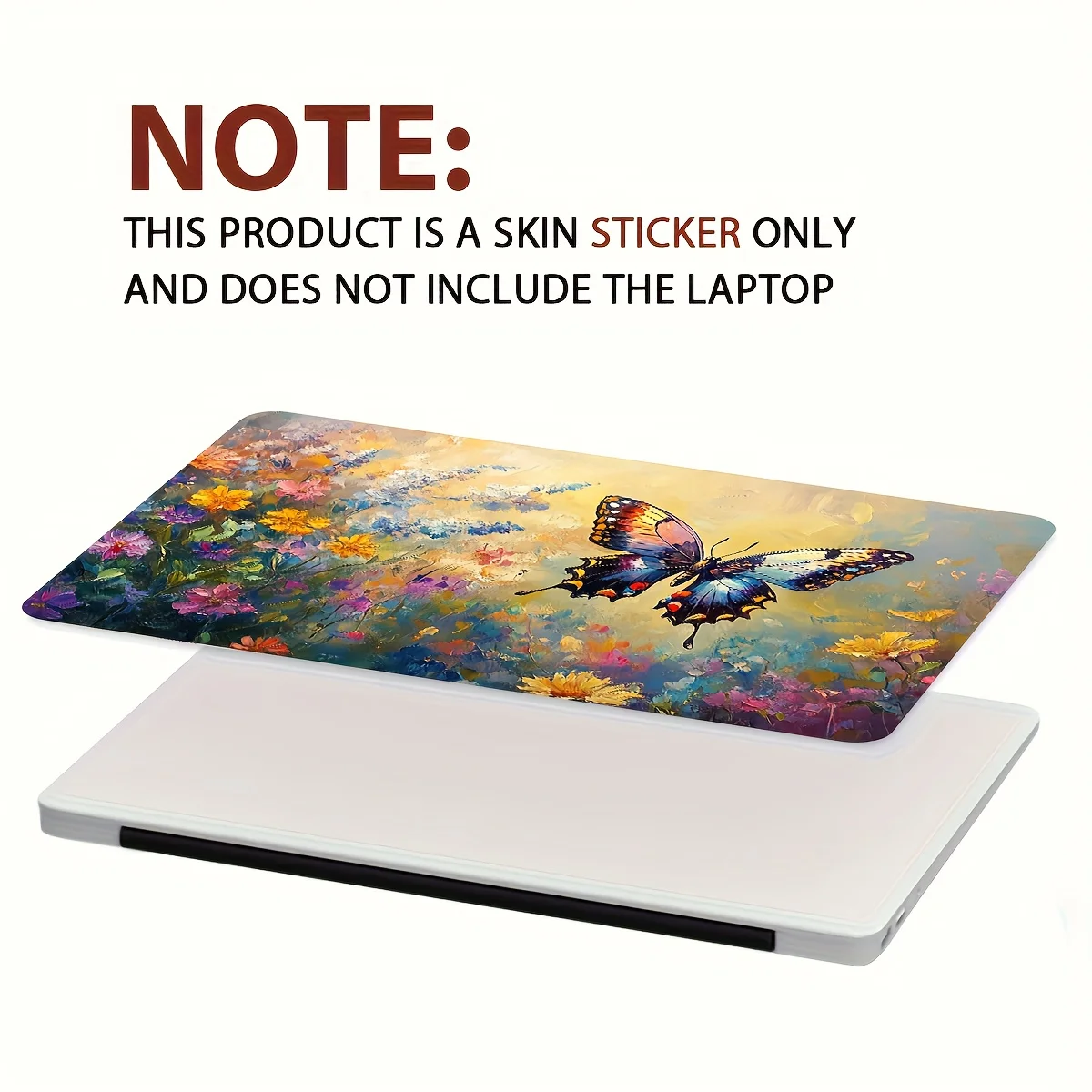 2pcs Artistic Butterfly and Flower Laptop Skin - PVC Burn, Waterproof and Scratch Resistant, Suitable for Laptop Computers