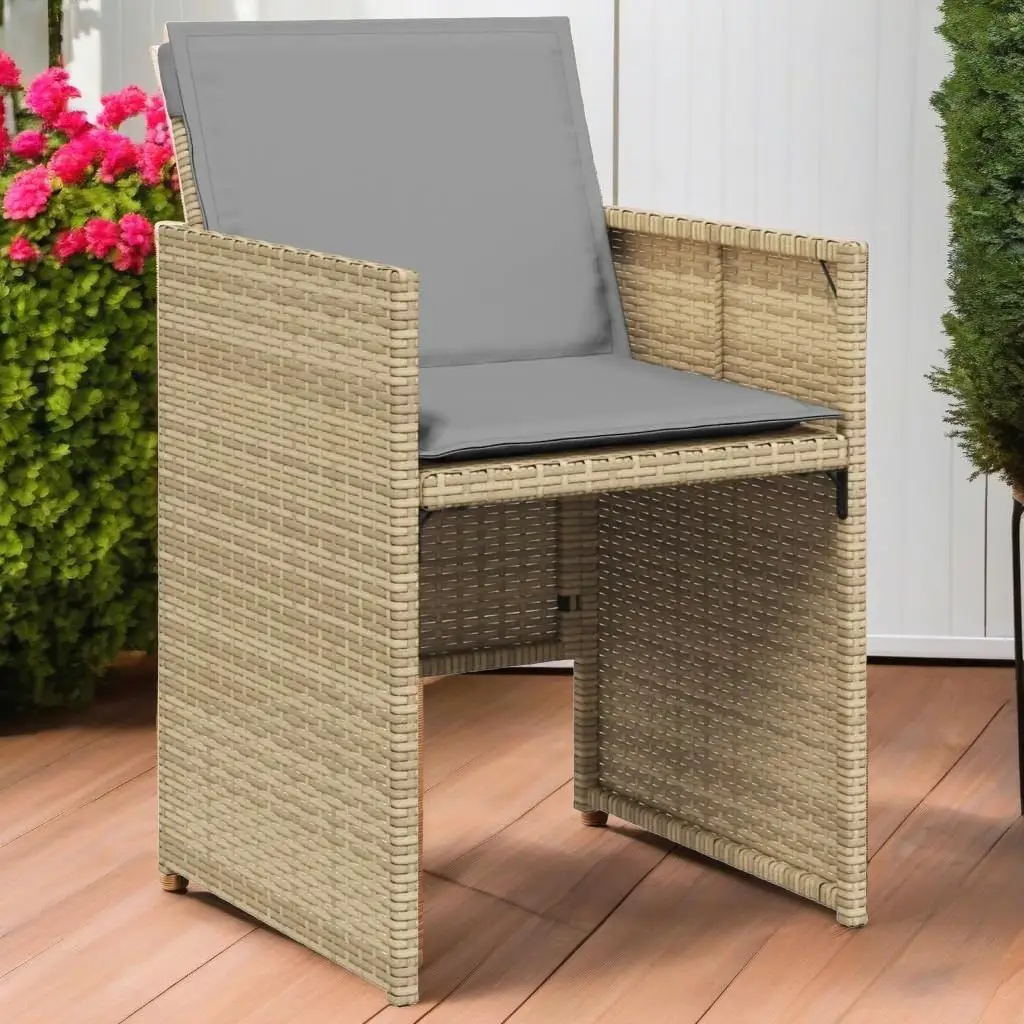 4-Piece Beige Poly Rattan Patio  Set with Cushions - Stylish Outdoor Seating