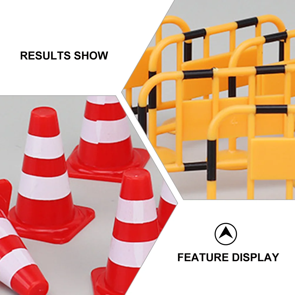 24 Pcs Traffic Road Sign Barricade Mini Toys for Kids Children Educational Plaything Set Cognitive Abs Roadblock Cone