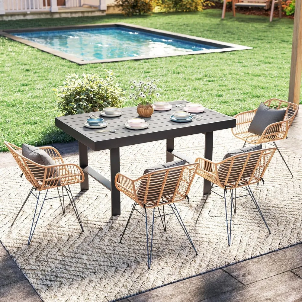 All-Weather Metal Outdoor Dining Table Rectangle Patio Coffee Table for Balcony Garden Multifunctional High-Quality