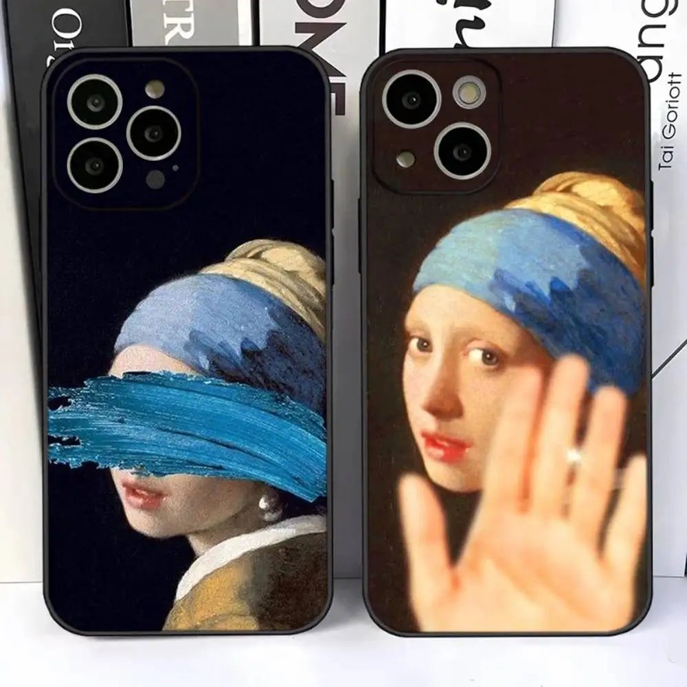 

Girl With A Pearl Earring Vermeer Phone Case For iPhone 17,16,15,14,13,12,11 Plus,Pro,Max,Air,XR,XS,X,7,8 SE,Mini Silicone Soft