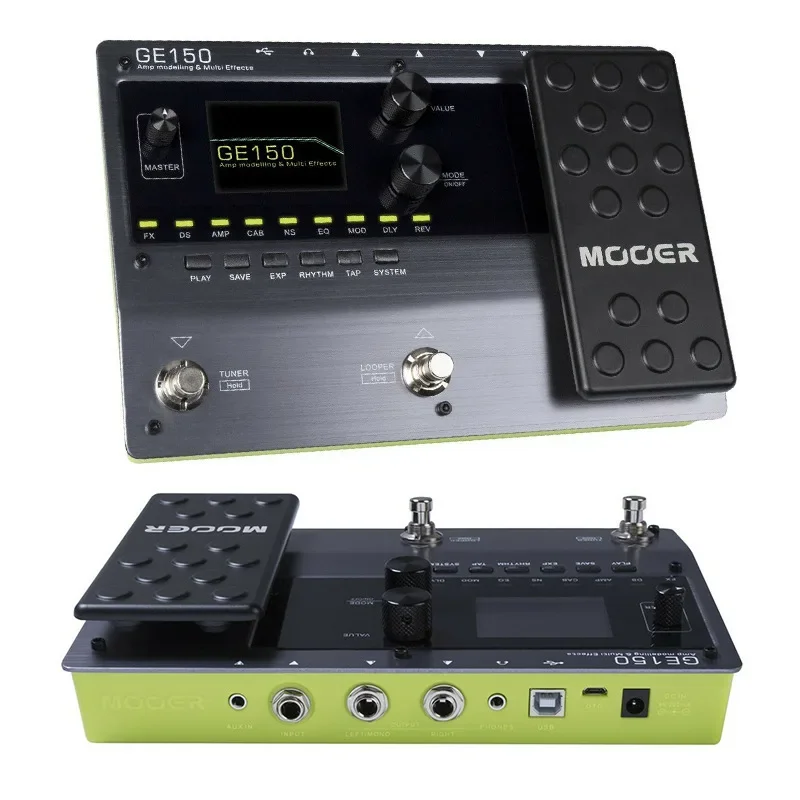 MOOER GE150 Pedal de efectos múltiples y modelado de amplificadores 55 Modelos de amplificadores 151 efectos 80s Looper 40 Ritmos de batería Pedal de efectos