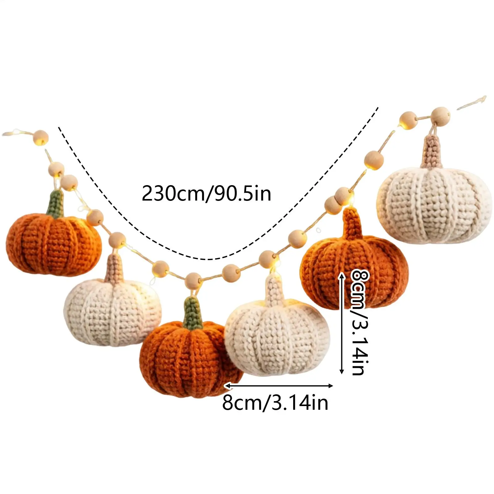 Halloween Lights Indoor Fireplace Farmhouse Crochet Autumn Garland Decor Pumpkin Lights String For Outdoor Holiday Farmhouse view 6