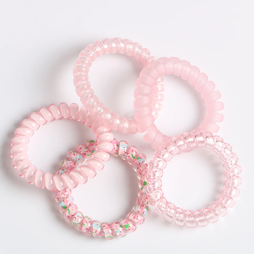 

5PCS Spiral Hair Ties No Crease,Colorful Traceless Hair Ties, Elastic Coil Hair Ties for Women Girls, Waterproof Hair Coils