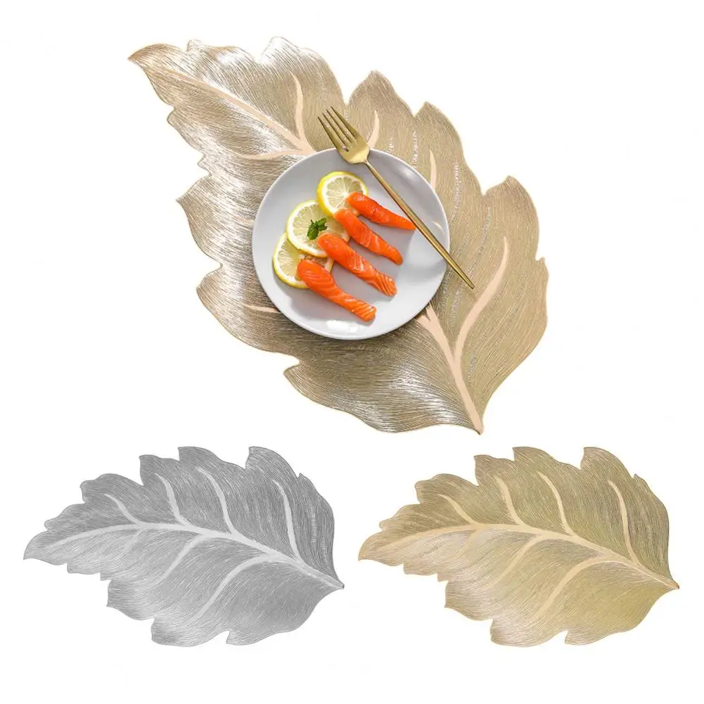 

Decorative Dining Placemat Elegant Leaf-shaped Dining Placemat Set for Table Setting 6 Pieces High Temperature Resistant