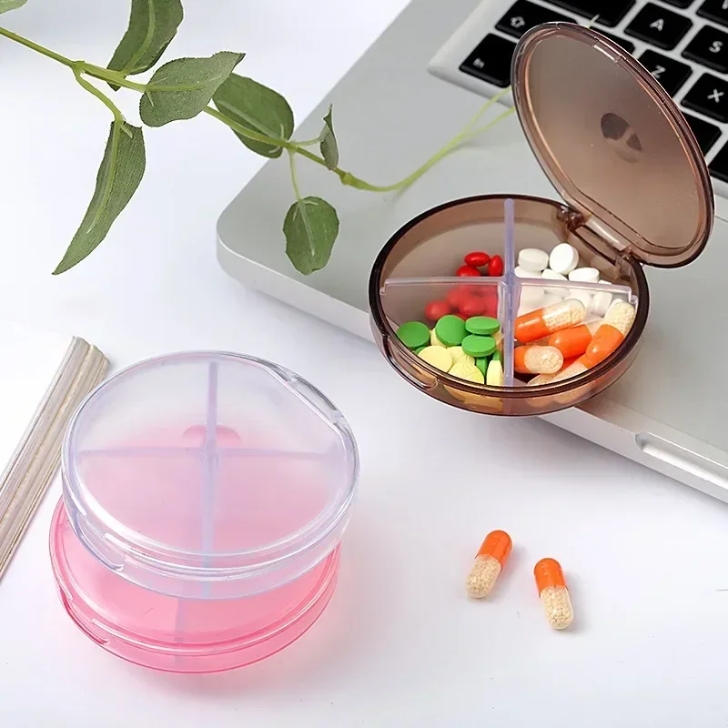 4-Grid Transparent Mini Medicine Box Portable Pill and Tablet Packaging Storage Boxes Subpackage Box Storage Containers