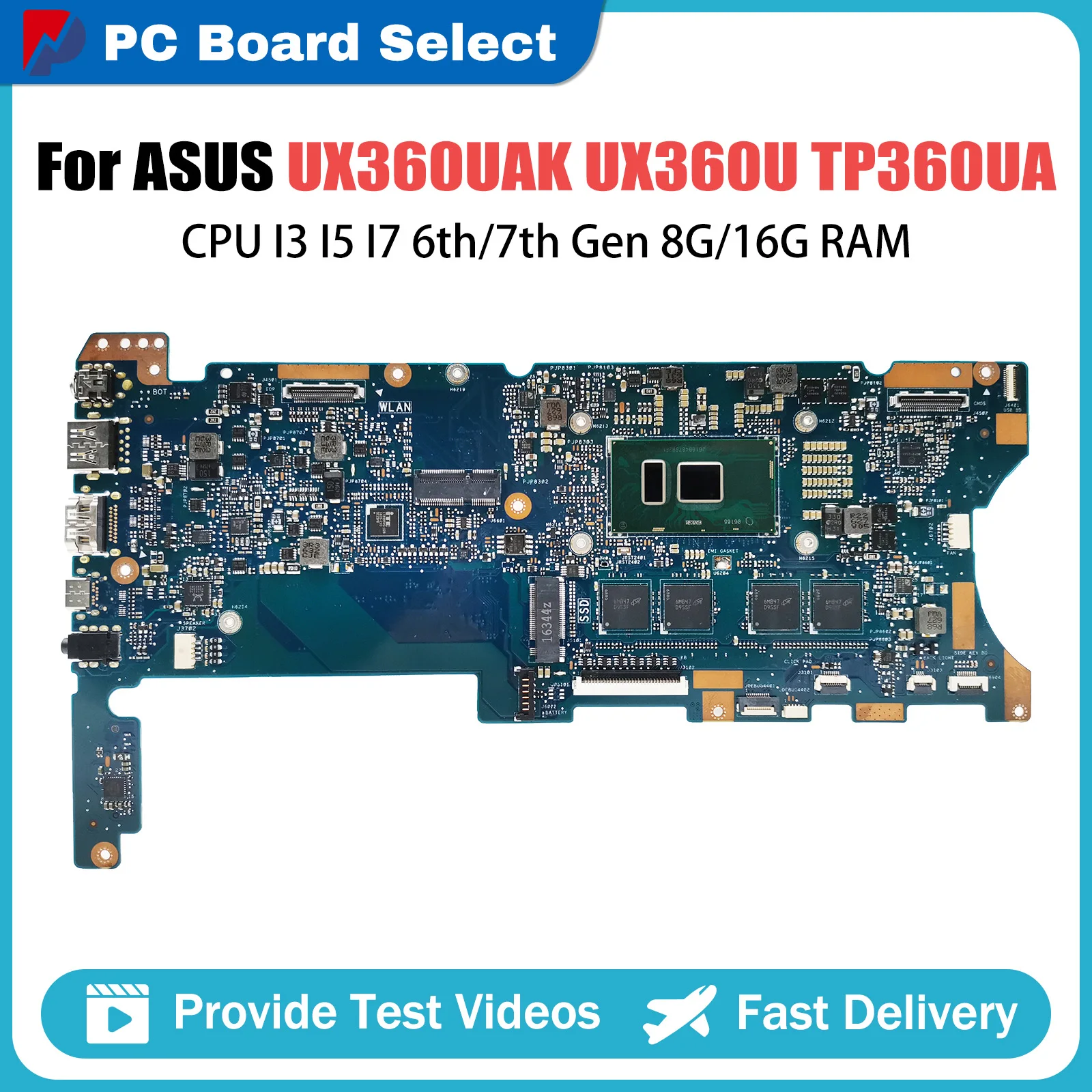 

UX360UA Mainboard For ASUS ZenBook UX360UAK UX360U UX360 TP360UA Laptop Motherboard CPU I3 I5 I7 6th 7th Gen 8G 16G RAM