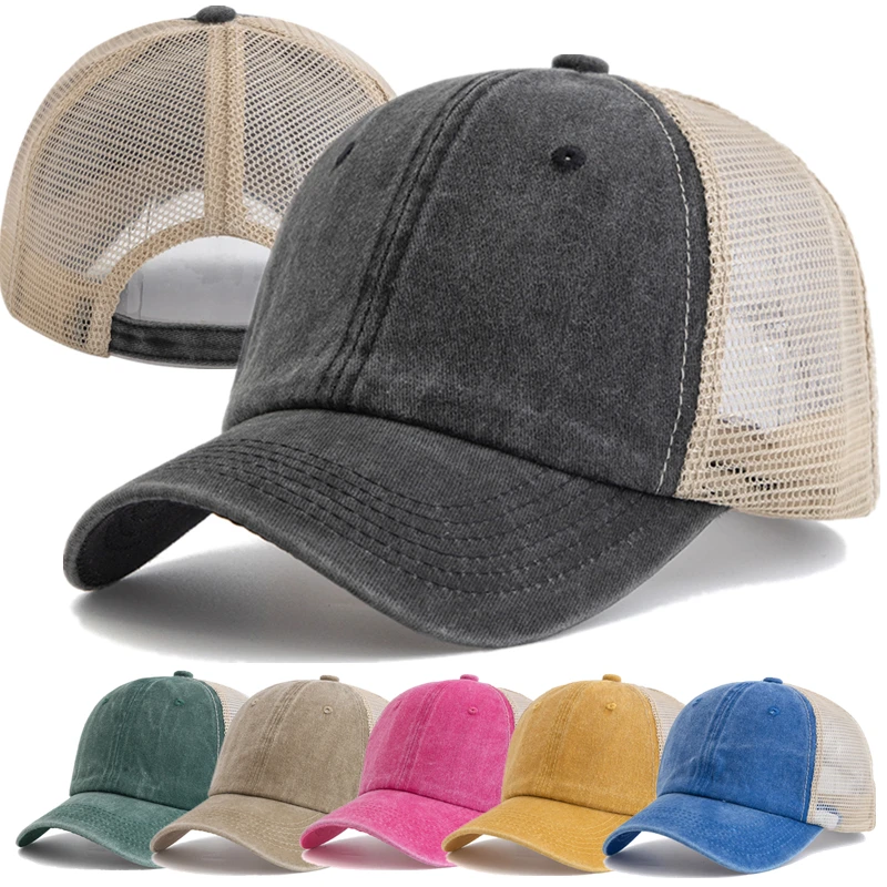 Hot Sale Unisex Trucker Hat Multi Colors Plain Baseball Cap Women Men Washed Cotton Cap