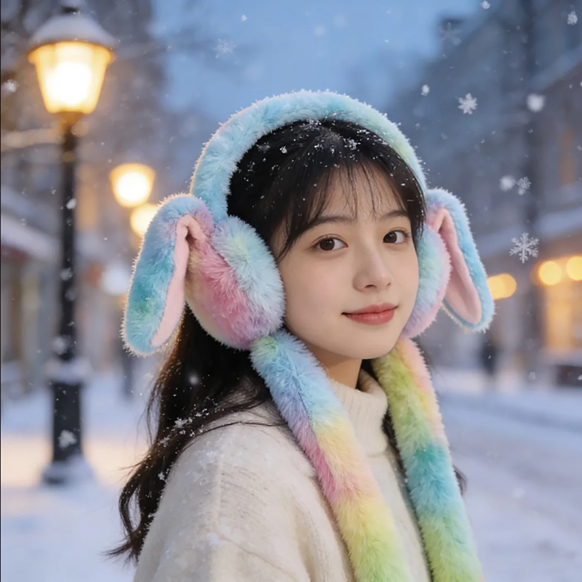 Color Plush Ear Muffs Moving Rabbit Ears Warm Popular Online Style Home Ear Muffs for Men Women Children Keep Warm Ear Muffs ﻿