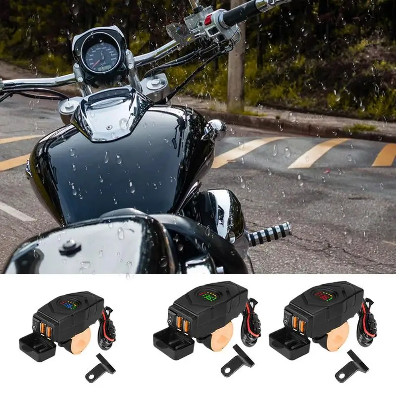 

Motorcycle USB Phone Charger Waterproof USB Adapter 12V-24V Phone Dual USB Port Quick Charge Handlebar Charger For Phone Tablet