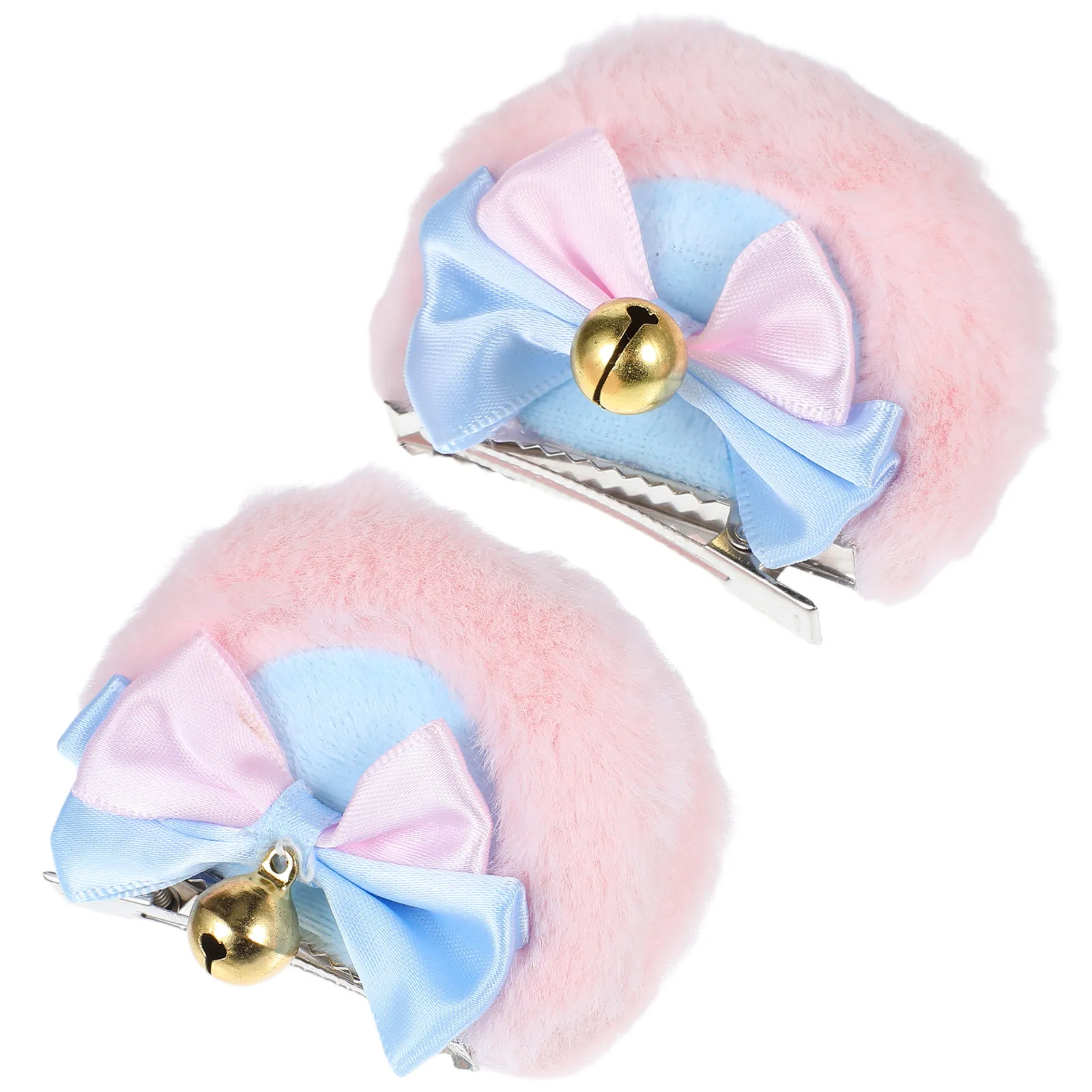 

1 Pair Bear Ear Hair Clips Bowknot Bell Design Soft Winter Hair Accessories Women Girls Party Cosplay Animal Ear Barrettes