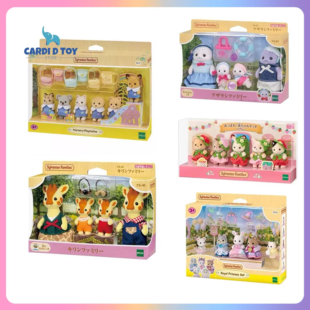 Genuíno sylvanian famílias gato persa kawaii boneca figura de ação morango família fingir jogar jardim de infância anime figuras brinquedos