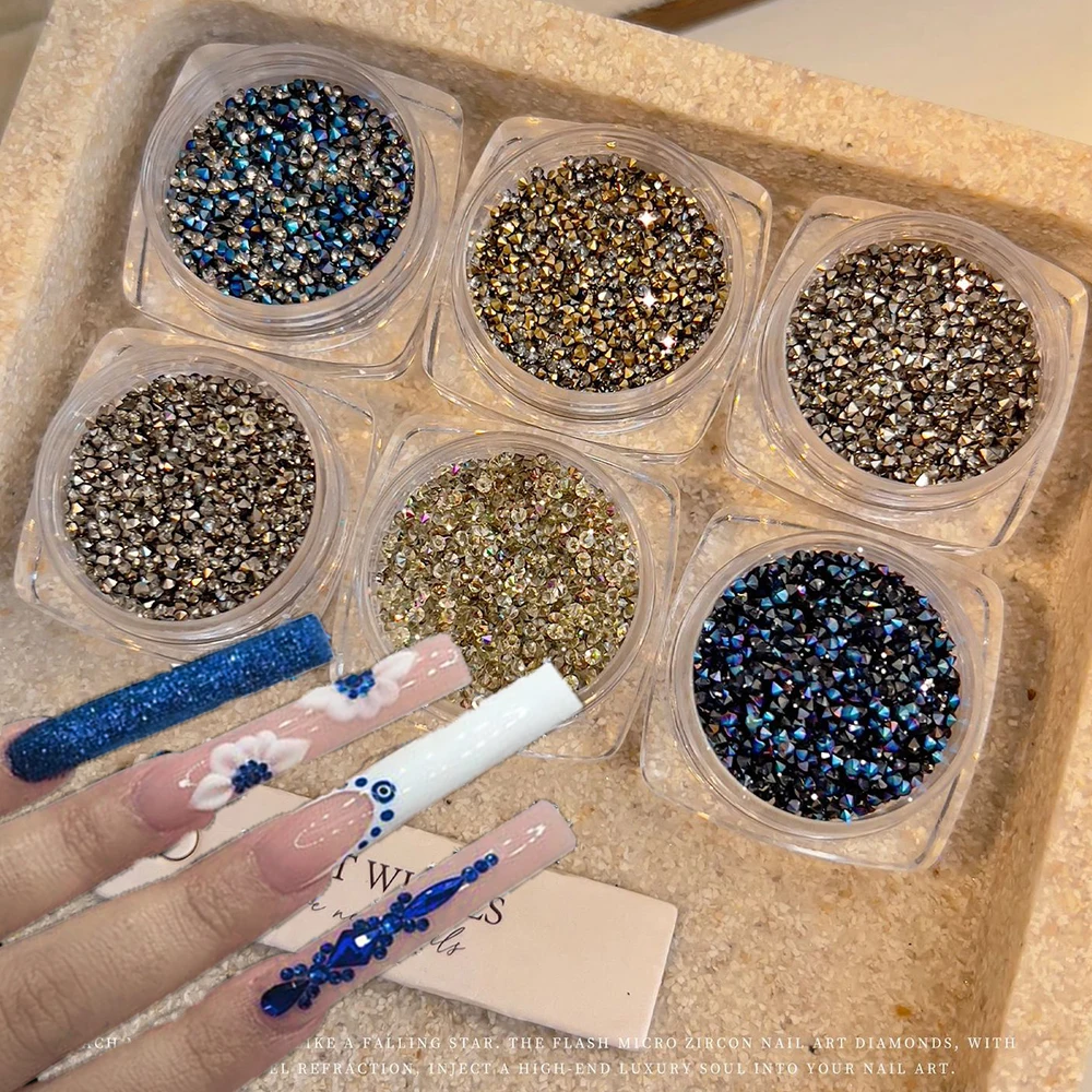1 pot de perles de Caviar à paillettes magiques, strass pour ongles, cristaux Micro Pixie 3D à fond pointu, décorations pour Nail Art, accessoires pour Nail Art