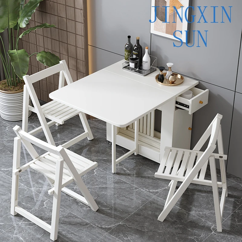 Small-sized folding dining table household rectangular modern multifunctional movable telescopic.