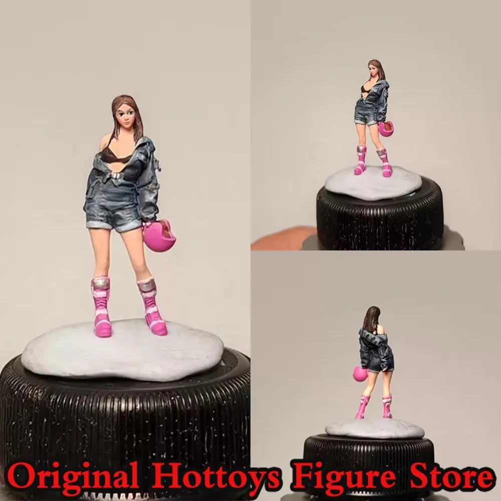 

1/64 Scale Female Soldier Motorcycle Hot Girl Mini Painting Sculpture Full Set About 2.7cm Action Figure Model Collection