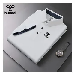 2024 New Summer Brand HUMMEL Printed Sweats Polo Shirt High Quality Men's Short-sleeved Golf Business Casual Polo Shirt