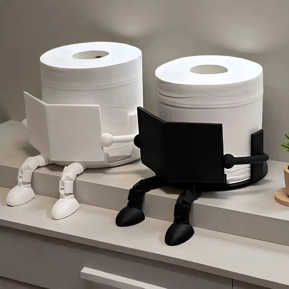 New 3D Printed Toilet Paper Holder PP Black White Roll Towel Stand Table Stand Reading Buddy Decorative Ornament Bathroom Use