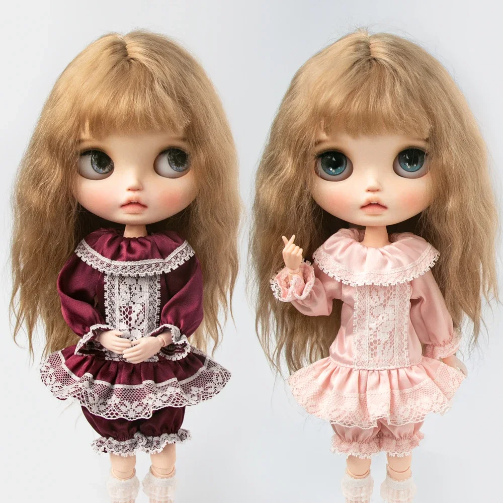 Blyth Clothes Lace Vintage Long-sleeved Shirt Shorts Pajama Set Home Wear dress for Ymy Licca Azones Ob22 24 27 Doll Accessories
