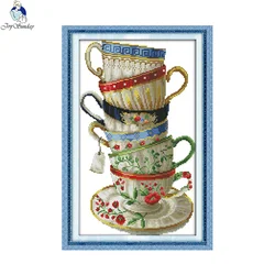 Elegant Coffee Cup Counted Printed Cross Stitch kits Sale, Embroidery Needlework Sets, Home Decoration Crafts Accessory Tools