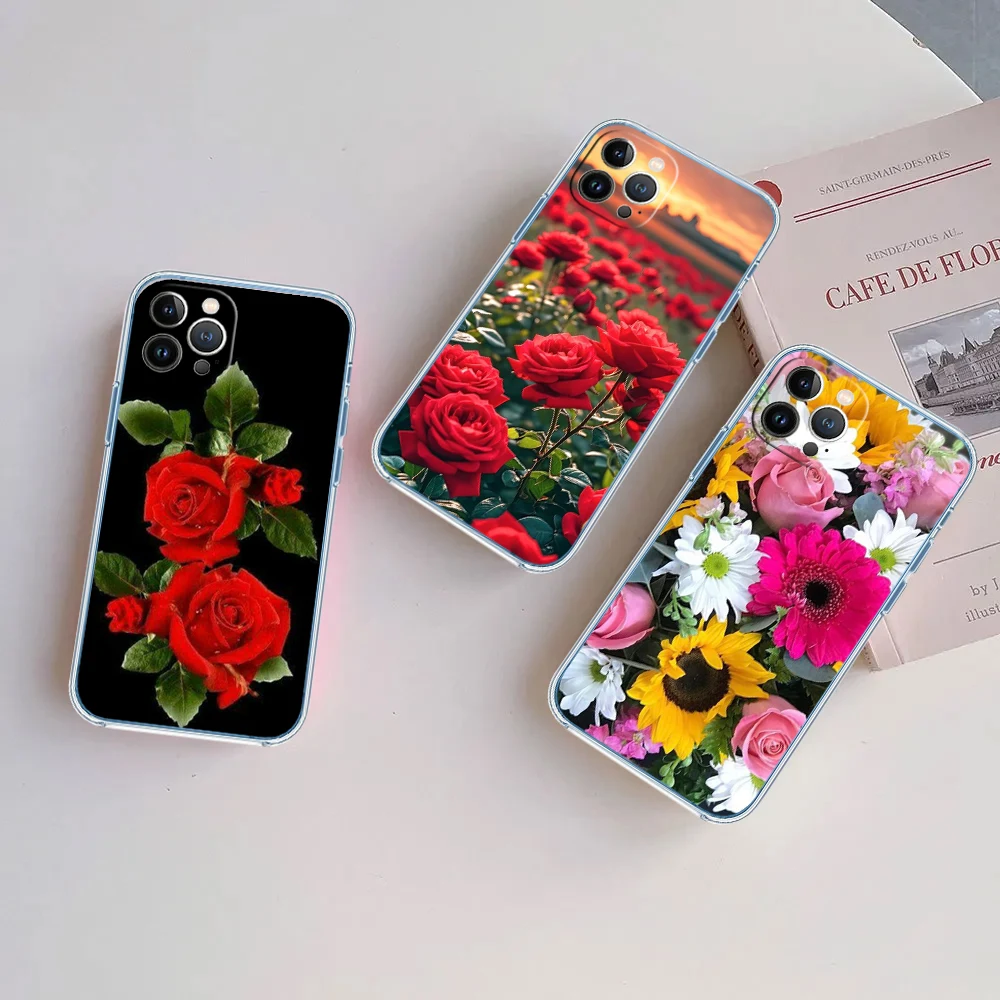 UN5 Beautiful Roses Flower Transparent Phone Case for Motorola Moto Edge 20 30 40 50 S30 Fusion Ultra Pro Neo Lite + G200 G23 view 5