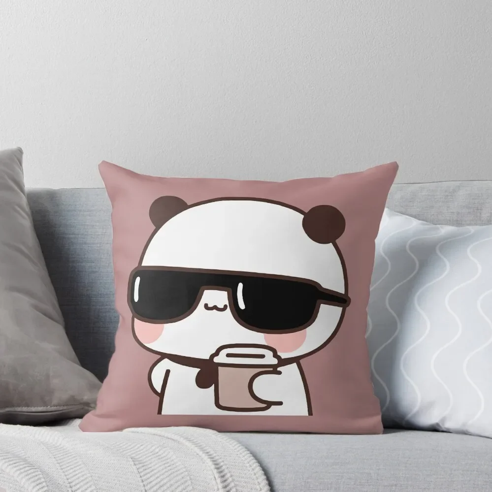 

Cool BuBu Panda in sunglasses holding her coffee Throw Pillow Decorative Sofa Cushion autumn pillowcase pillow