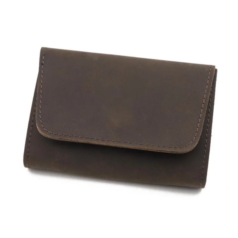 Head layer cowhide leather simple handmade card bag creative cowhide wallet large capacity zero wallet clip