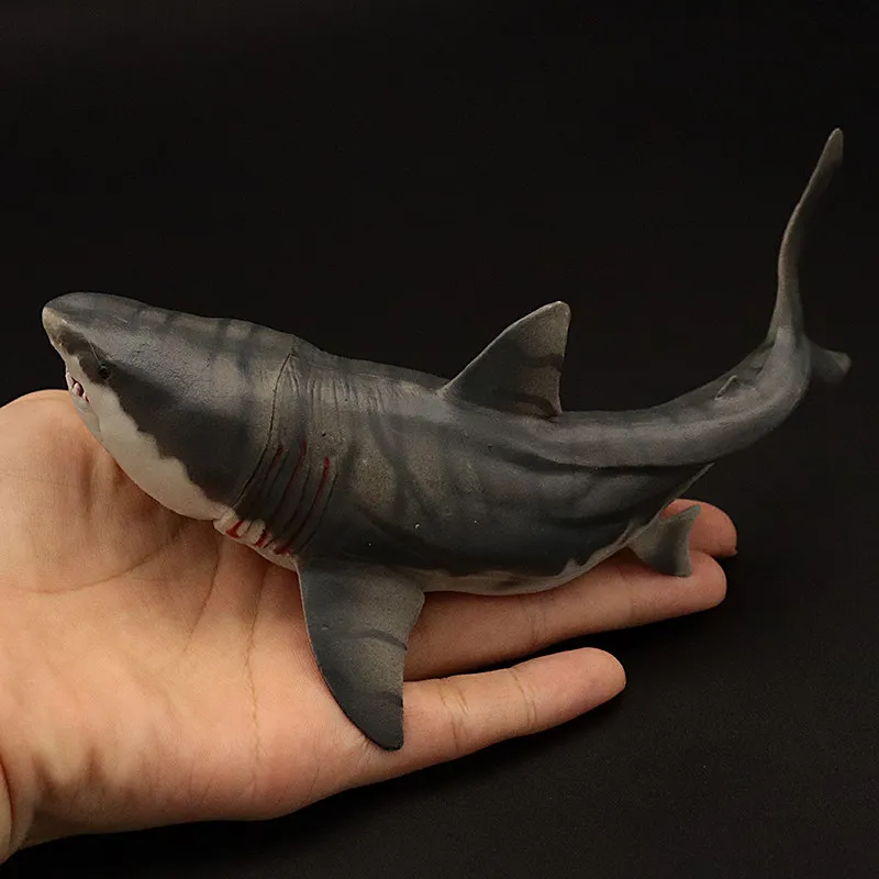 Solid prehistoric megalodon shark model great white shark figurine realistic animal model decoration