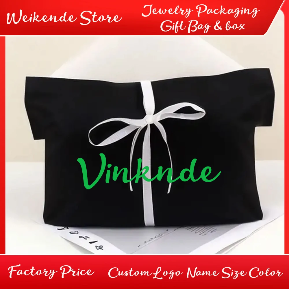 

50pcs DIY Thick Cotton Envelope Dust Bags Custom Logo Butterfly Ribbon Tied Drawstring Bag for Jewelry Wedding Gift Toys Clothes