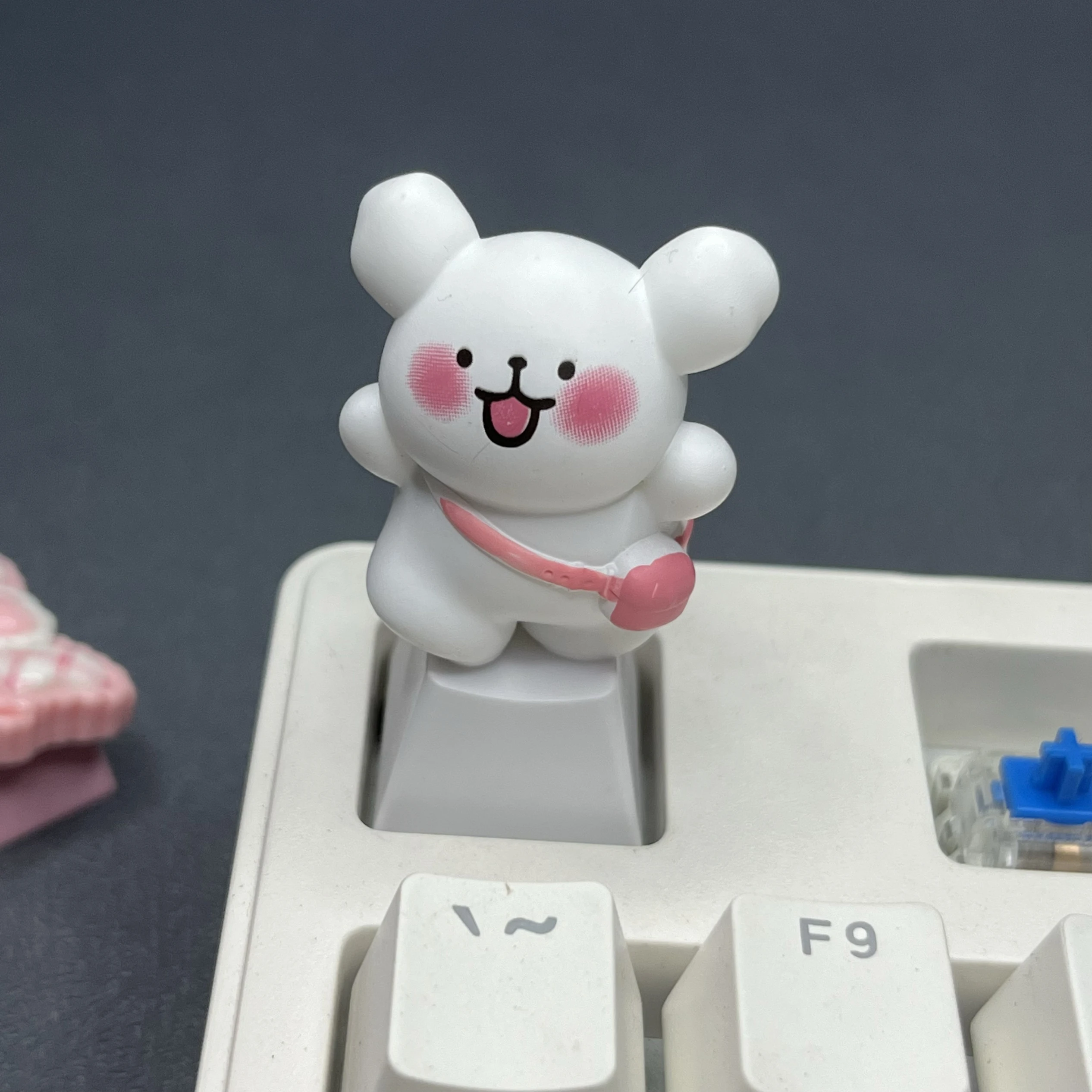Creative Cute Little White Dog Keycap Line Puppy Decoration Mechanical Keyboard Couple Gift Transparent Keycap