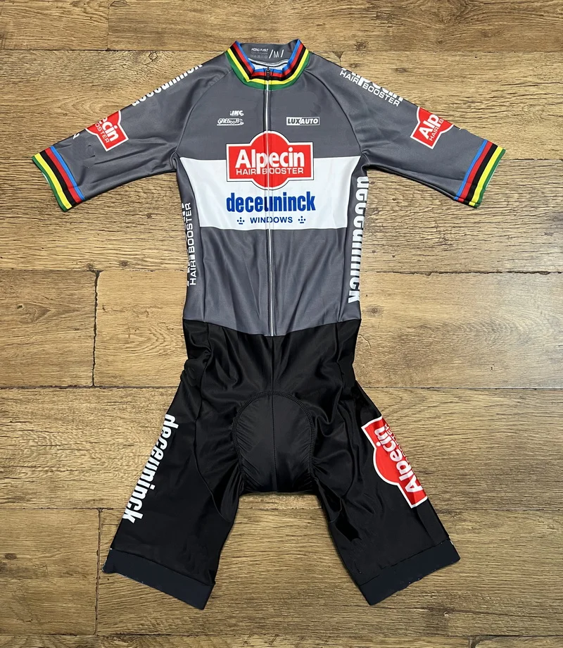 

LASER CUT Skinsuit 2025 Alpecin-Deceuninck TEAM MVDP Bodysuit SHORT Cycling Jersey Bike Bicycle Clothing Maillot Ropa Ciclismo