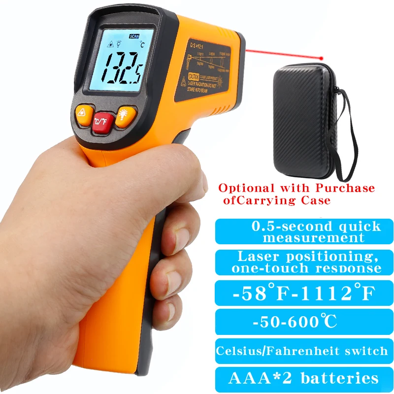 Termómetro infrarrojo Pistola de temperatura industrial de alta precisión Medidor electrónico de temperatura de agua y aceite para cocina y hornear