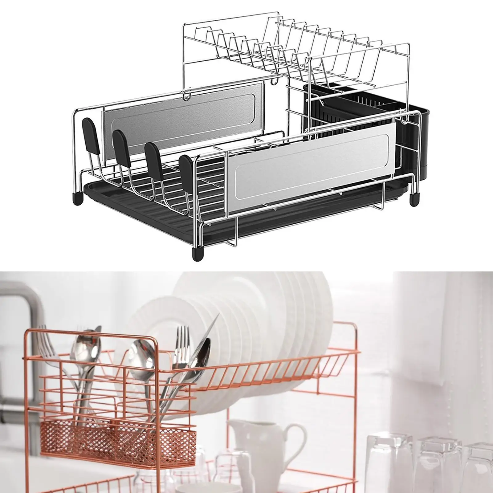 Dish Drying Rack Dish Rack Removable Stainless Steel Kitchen Drying Rack Cutlery Holder, for Bar Sink Restaurant Hotel Home
