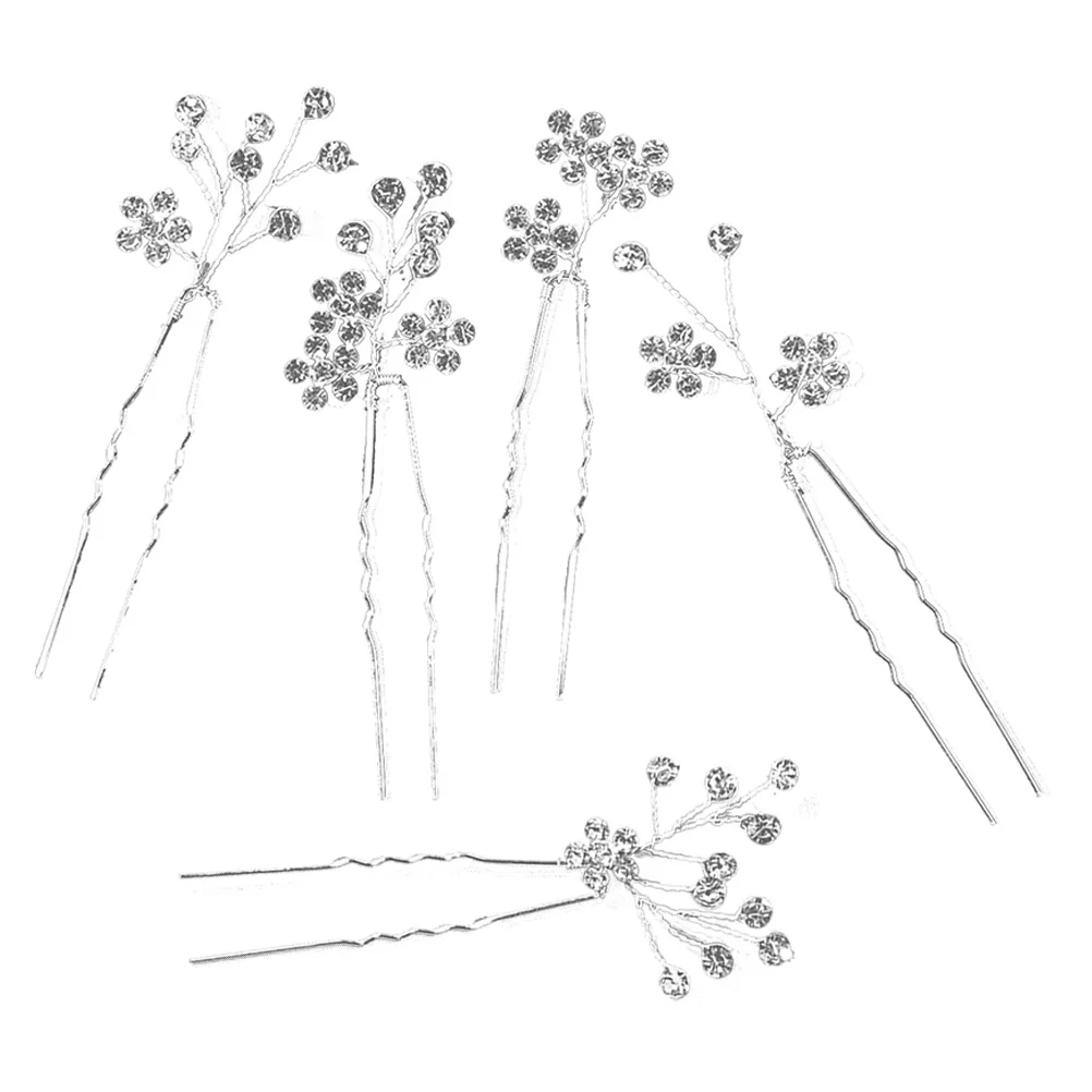 

5pcs Hairpins Rhinestone U-shaped Silver Wedding Hair Accessories For Brides Women Wedding Bridal Bridesmaid Accessories TS822