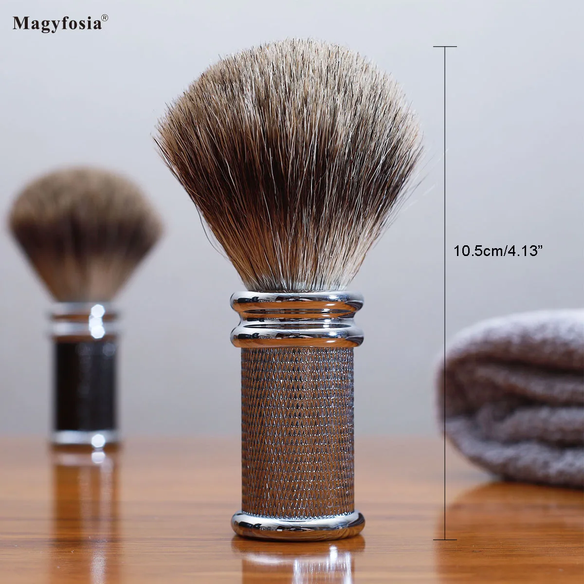 Magyfosia New Pure Natural Badger Hair Shaving Brush Diamond Design No-Slip Metal Handle Holder Christmas Grooming Tool for Man