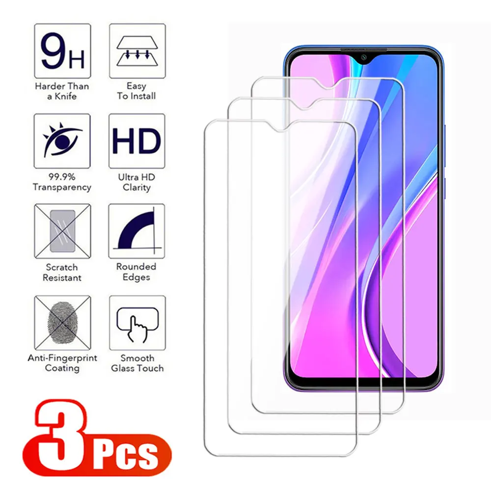 3Pcs Clear Glass For Xiaomi Redmi Note 8 9 Pro Max 9S 8T 9T A1 A2 Plus Screen Protector For Redmi 8A 9A 9T 9C NFC Tempered Film