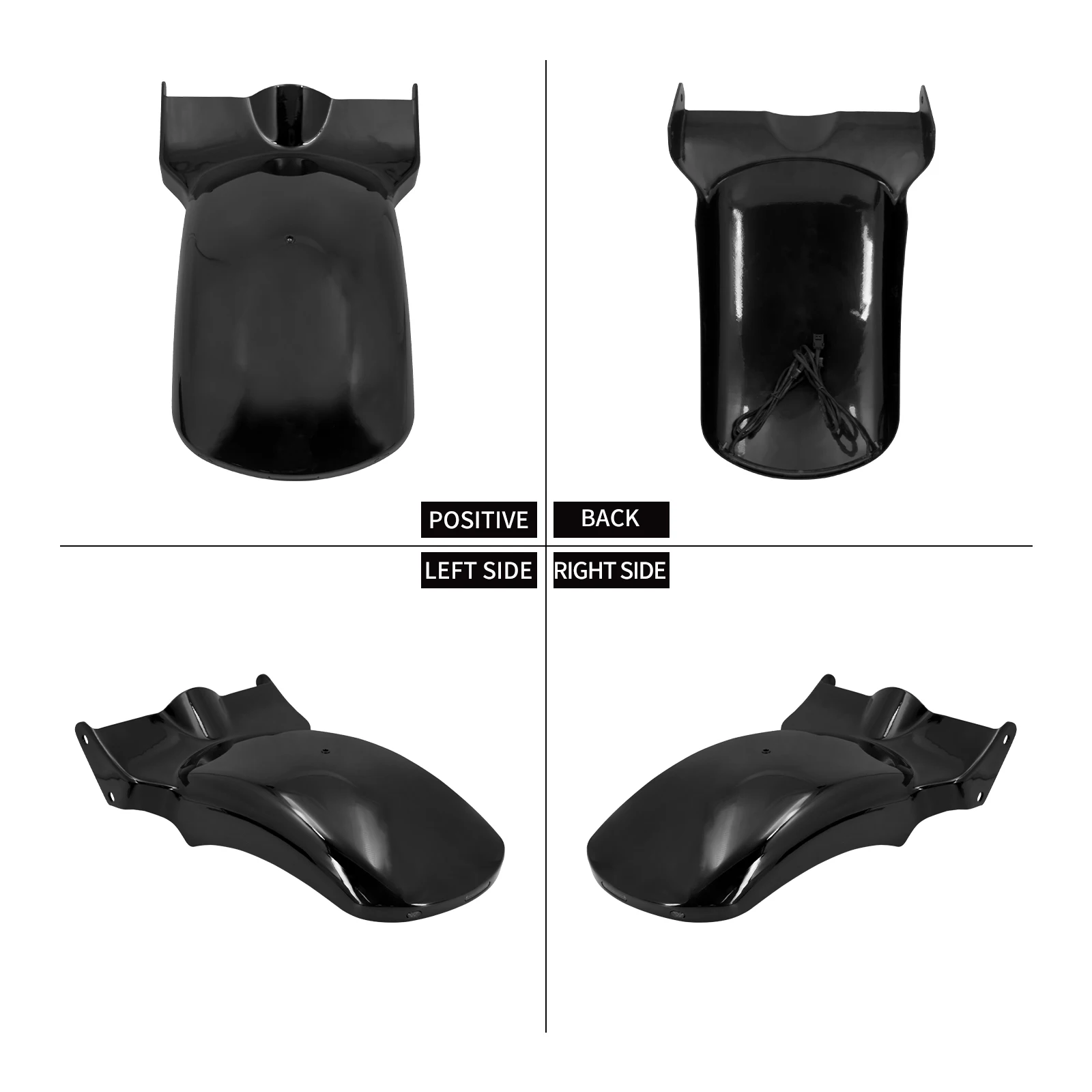Motorrad, glänzend schwarz, kurzer hinterer Kotflügel mit LED-Blinker für Harley Breakout, Modelljahr 2018 und neuer.