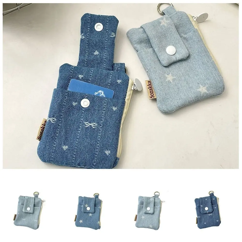 

Ins Canvas Denim Coin Purse Bow Korean Style Mini Cash Wallet Coin Purse Portable Cloth Envelope Wallets Outdoor
