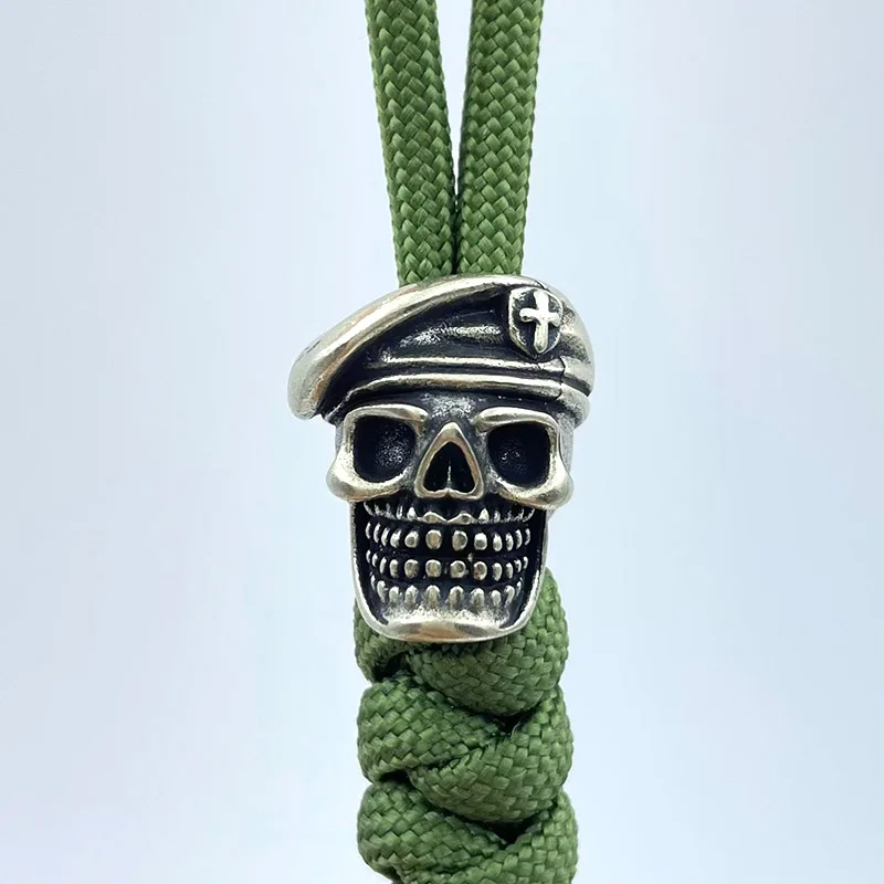 Brass Cross Beret Skull Head Knife Beads EDC DIY Paracord Woven Bracelets Lanyard Pendants Accessories Outdoor Hangings Charms ﻿