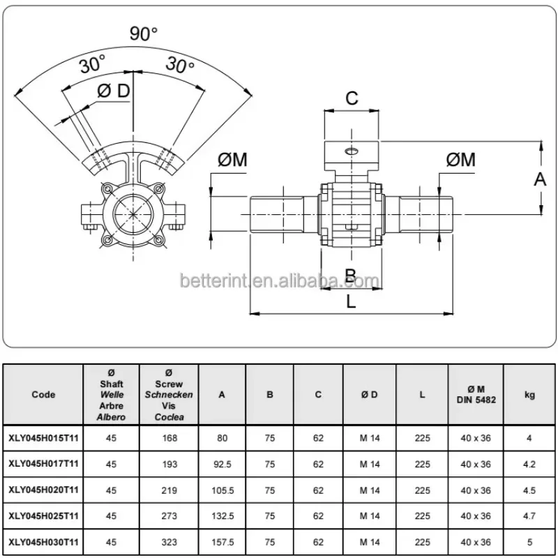 XLY045H030T11 Intermediate Hanger Bearing, Replacement Part for TU323 Flyash Screw Feeder