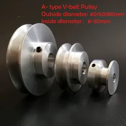40mm 60mm 80mm Aluminum Alloy Single V-belt Pulley Spindle Motor Pulley, Model Transmission Wheel A- type V-belt Pulley