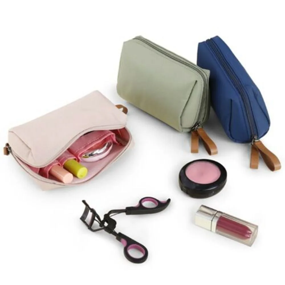 Bolsa de maquillaje Dacron portátil, bolsa de cosméticos dividida de gran capacidad, bolso de almacenamiento impermeable de múltiples colores