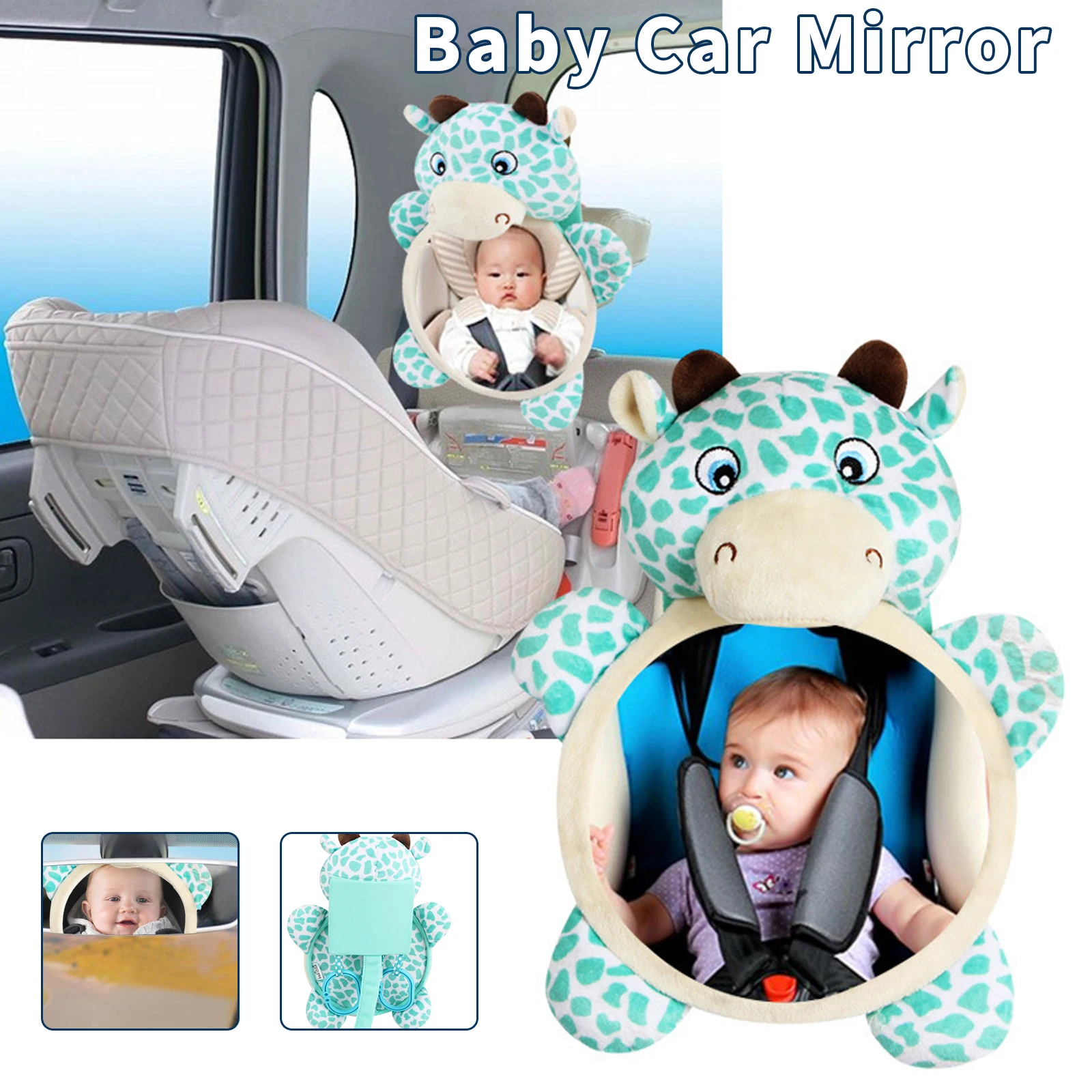 Black White View Back Seat Mirror Baby Car Mirror Safety Seat Headrest Rearview Mirror Car Kids Monitor Baby Facing Rear Ward